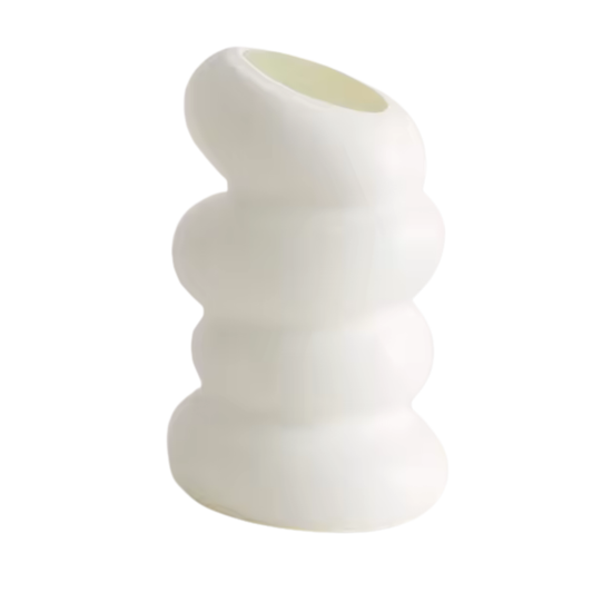 Florero blanco espiral estilo nórdico plástico 15cm decoración hogar